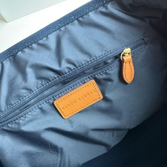 Polo Ralph Lauren Canvas Tote Bag Navy With Pink Fuchsia Pony Embroidered RARE - Picture 12 of 14